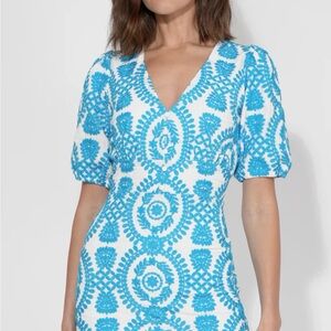 Adeleye Rae rosemary cotton eyelet embroidered mini dress